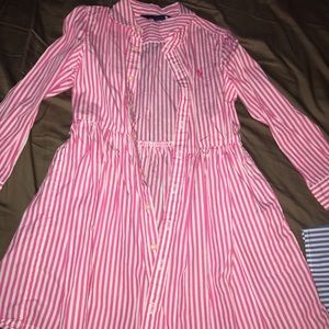Size 5t girls pink and white stripped polo dress